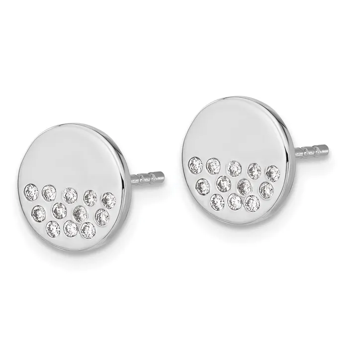 Earrings Goldia Solid 14k White Gold Simulated CZ Fancy Circle Earrings