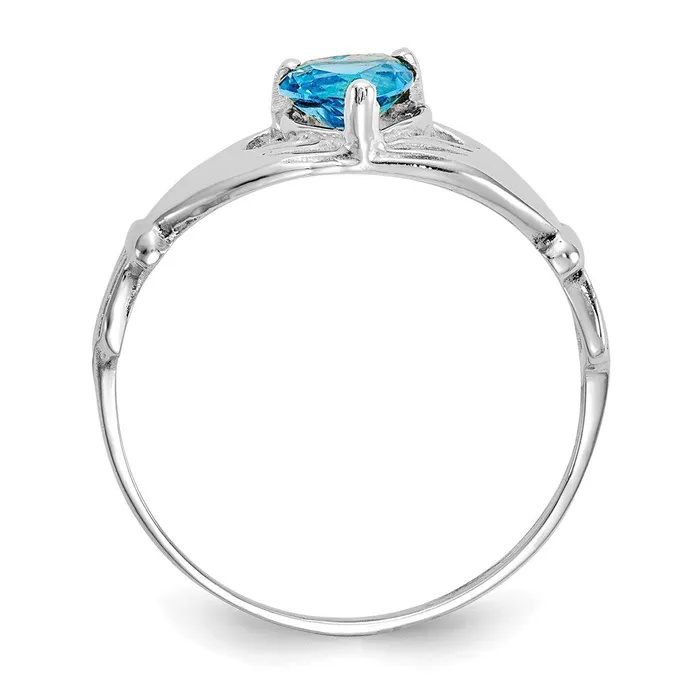 Goldia Rings 14k White Gold CZ December Birthstone Claddagh Heart Ring