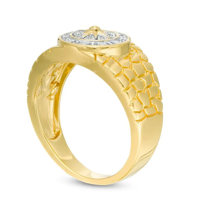 Goldia Rings Mens 010 CT TW Natural Diamond North Star Nugget Ring in Solid 10K Yellow Gold Goldia Rings Mens 010 CT TW Natural Diamond North Star Nugget Ring in Solid 10K Yellow Gold