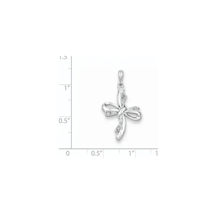 Necklaces Sterling Silver Rhodium Plated Diamond Cross Pendant Goldia