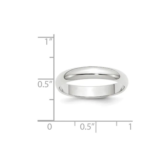 Solid 14K White Gold 4mm Half Round MensWomens Wedding Band Ring Size 13 Goldia Rings