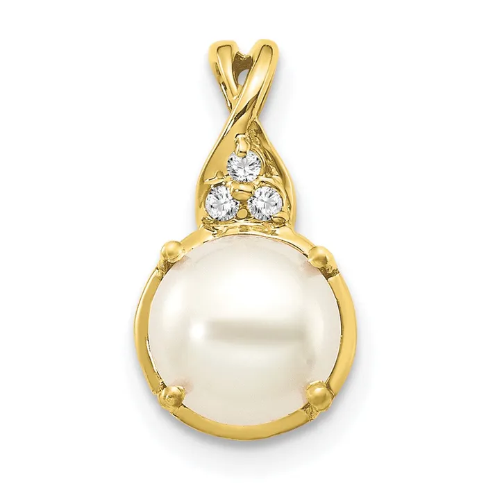 10k FWC Pearl and Diamond Pendant TreasureFineJewelers Necklaces