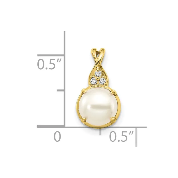 10k FWC Pearl and Diamond Pendant TreasureFineJewelers Necklaces