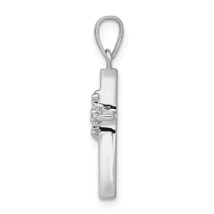 Necklaces TreasureFineJewelers 14k White Gold 01ct Diamond Polished Budded Cross Pendant
