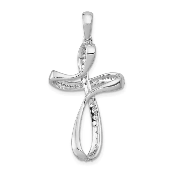 Necklaces TreasureFineJewelers 14k White Gold 15ct Diamond Cross Pendant