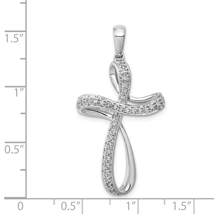 Necklaces TreasureFineJewelers 14k White Gold 15ct Diamond Cross Pendant