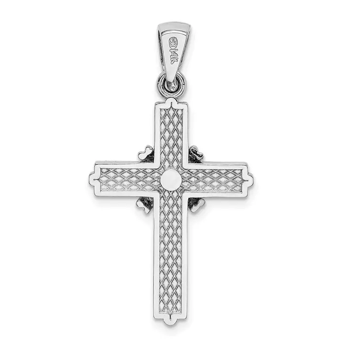 Necklaces TreasureFineJewelers 14k White Gold Passion Cross Pendant