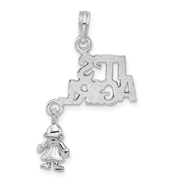 Sterling Silver Polished Moveable ITS A GIRL wDoll Pendant TreasureFineJewelers Necklaces