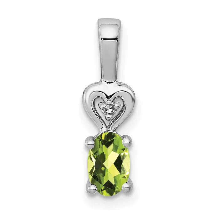 Sterling Silver Rhodiumplated Peridot Diam Pendant TreasureFineJewelers Necklaces
