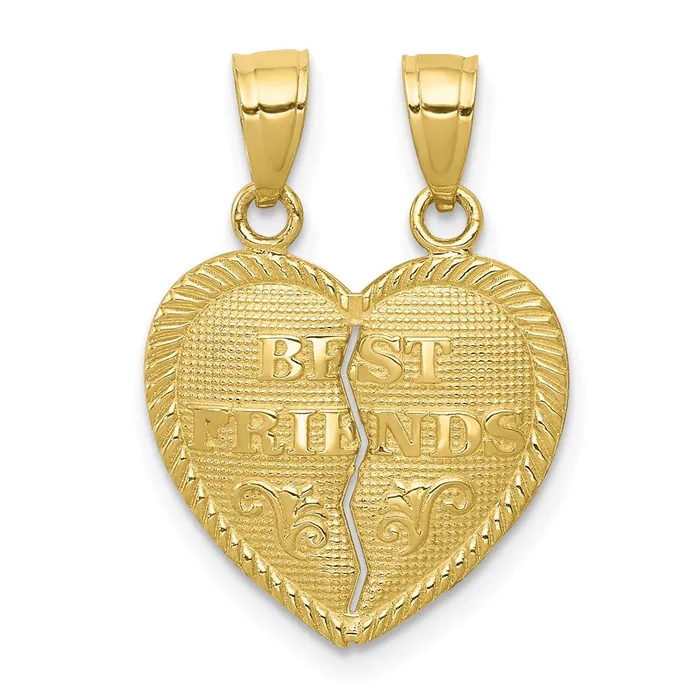 TreasureFineJewelers Necklaces 10K BEST FRIENDS BreakAPart Heart Pendant