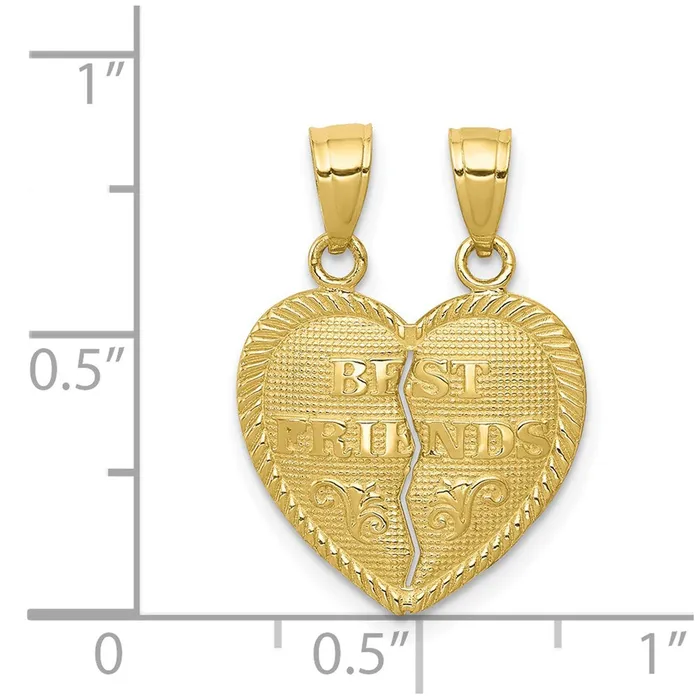 TreasureFineJewelers Necklaces 10K BEST FRIENDS BreakAPart Heart Pendant