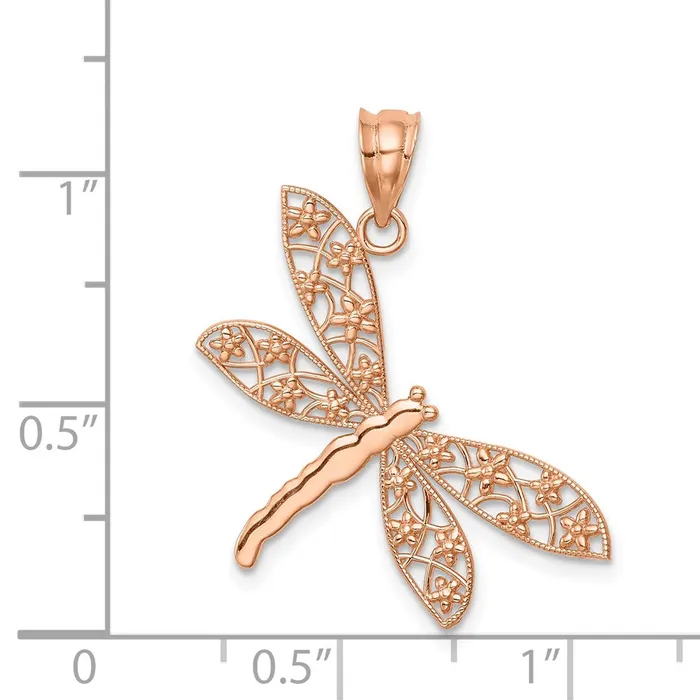 TreasureFineJewelers Necklaces 14K Rose Polished Dragonfly Pendant