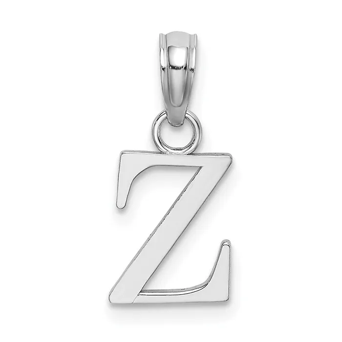 TreasureFineJewelers Necklaces 14K White Gold Polished Block Letter Z Initial Pendant