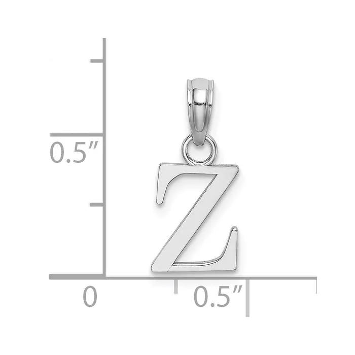 TreasureFineJewelers Necklaces 14K White Gold Polished Block Letter Z Initial Pendant