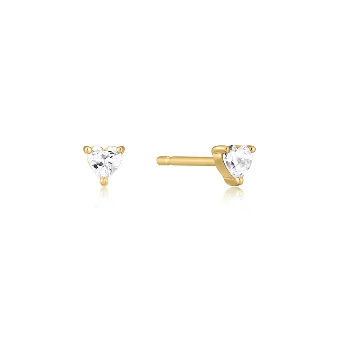 Eklexic Necklaces Gold Plated CZ Heart Studs