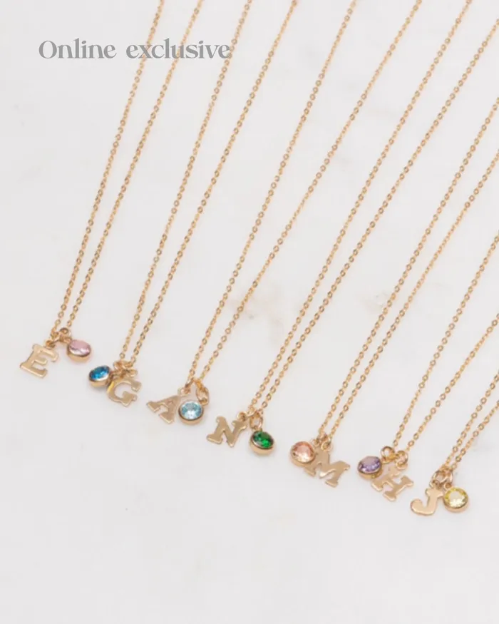 Initial H with Birthstone Necklace ERIJEWELRY Necklaces