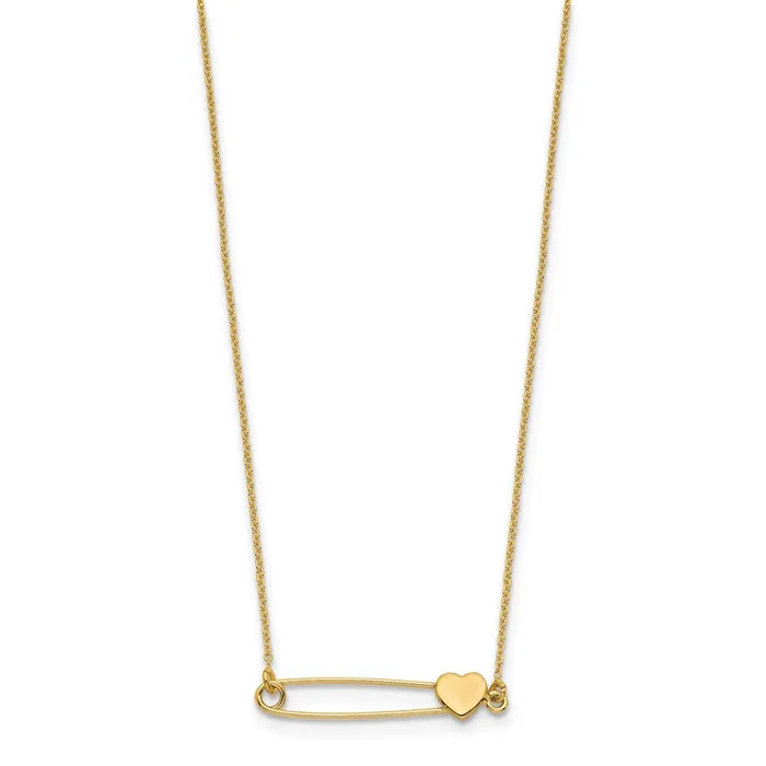 14K Safety Pin with Heart NecklaceWBCSF287717 WB Choice Jewelry Necklaces 14K Safety Pin with Heart NecklaceWBCSF287717 WB Choice Jewelry Necklaces