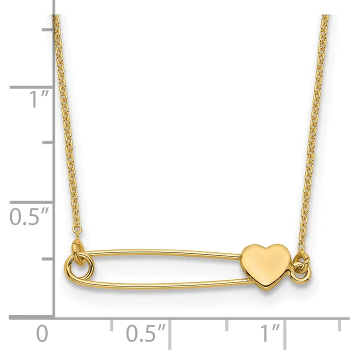 14K Safety Pin with Heart NecklaceWBCSF287717 WB Choice Jewelry Necklaces 14K Safety Pin with Heart NecklaceWBCSF287717 WB Choice Jewelry Necklaces