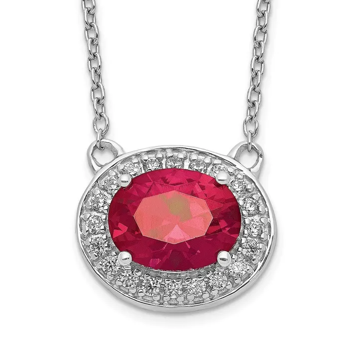 14k White Gold Diamond and Oval Ruby 18 inch NecklaceWBCPM4026RU020WA18 WB Choice Jewelry Necklaces