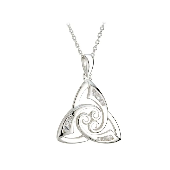 Necklaces Sterling Silver Cz Twist Trinity Pendant Celtic Collections