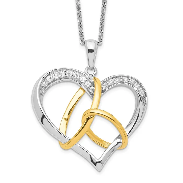 Necklaces Sterling Silver Goldplated CZ To Have And To Hold 18in NecklaceWBCQSX346 WB Choice Jewelry