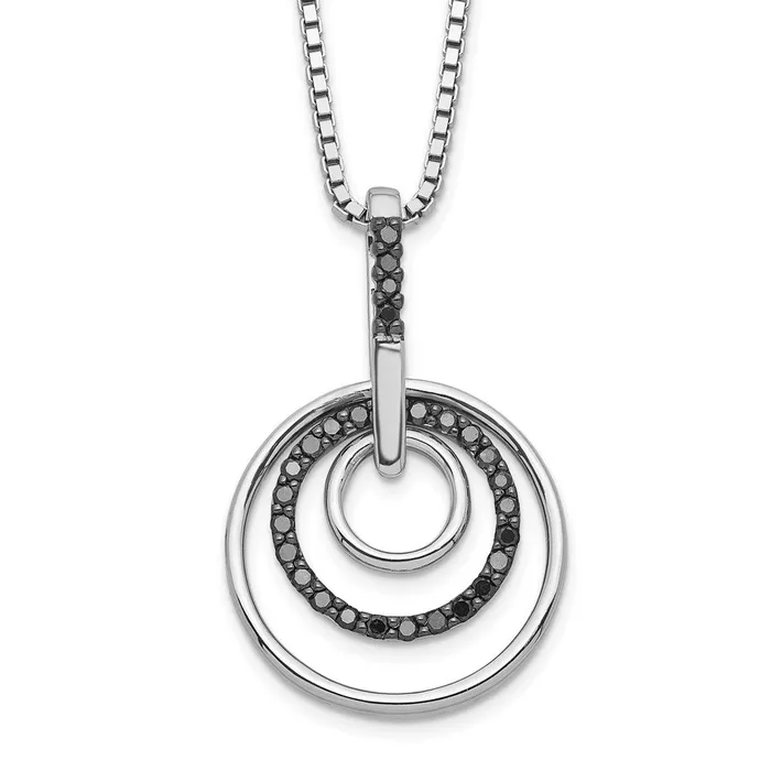 Necklaces WB Choice Jewelry Sterling Silver Rhod Plated Black Diamond Pendant NecklaceWBCQP3783