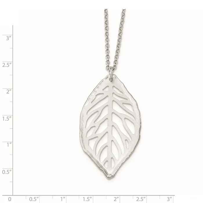 Necklaces WB Choice Jewelry Sterling Silver Rhodiumplated Satin Cutout Leaf NecklaceWBCQG389618