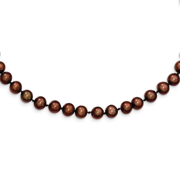 Sterling Silver Rhplated 67mm Brown FW Cultured Pearl NecklaceWBCQH481718 WB Choice Jewelry Necklaces