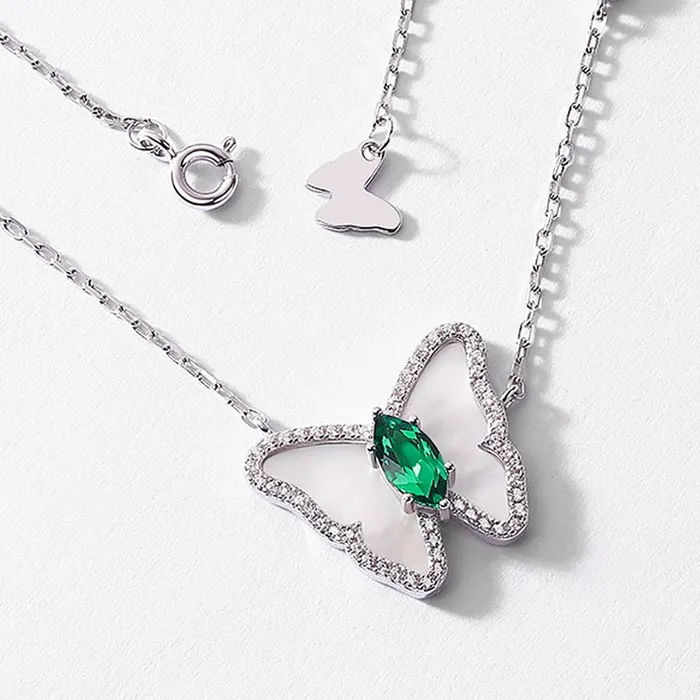 Vintage Butterfly Emerald Necklace Unique White Shell Lab Emerald Pendant Necklace Dainty Pendant Natural necklace Anniversary gift for wife PENFINE Necklaces Vintage Butterfly Emerald Necklace Unique White Shell Lab Emerald Pendant Necklace Dainty Pendant Natural necklace Anniversary gift for wife PENFINE Necklaces