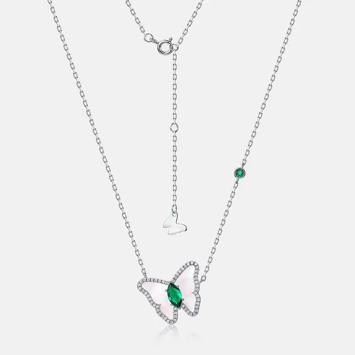 Vintage Butterfly Emerald Necklace Unique White Shell Lab Emerald Pendant Necklace Dainty Pendant Natural necklace Anniversary gift for wife PENFINE Necklaces Vintage Butterfly Emerald Necklace Unique White Shell Lab Emerald Pendant Necklace Dainty Pendant Natural necklace Anniversary gift for wife PENFINE Necklaces