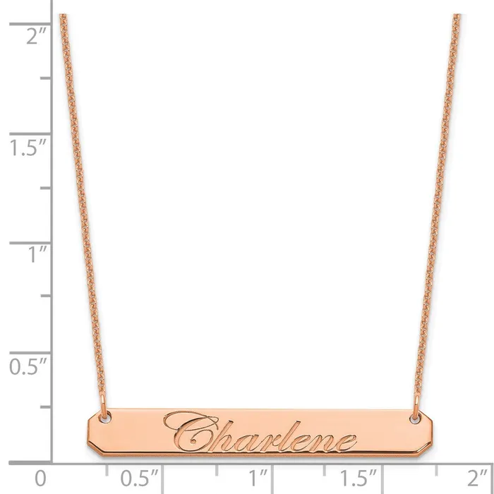 WB Choice Jewelry Necklaces 14K Rose Gold Medium Polished Edwardian Script Bar NecklaceWBCXNA1220R