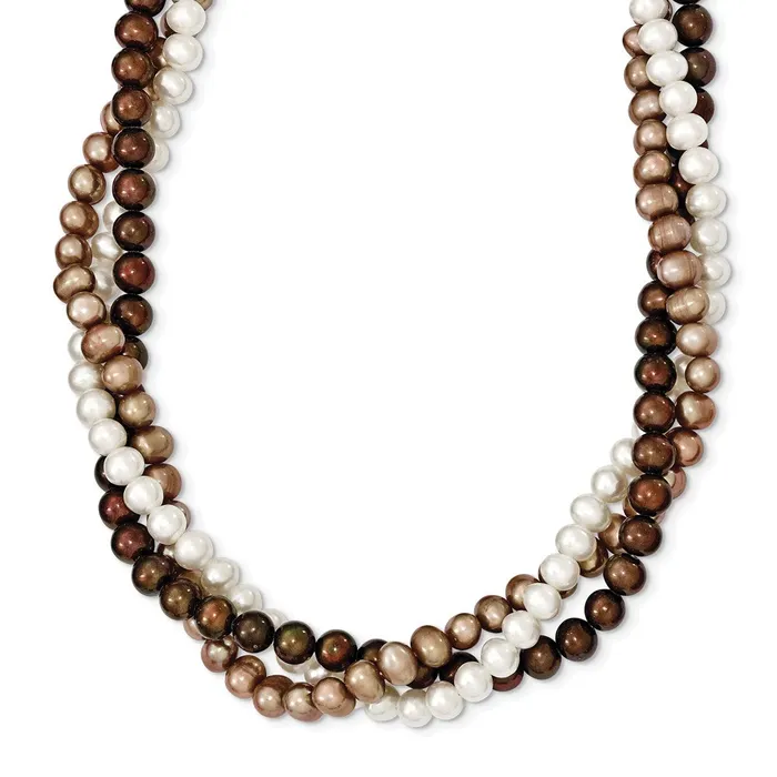 WB Choice Jewelry Necklaces SS Rhplated 56mm White Brown Beige FWC Pearl w2in ext NecklaceWBCQH481817