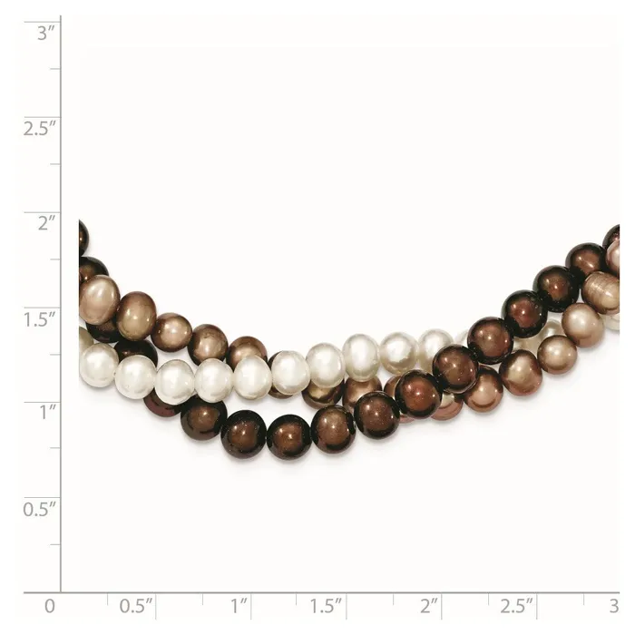 WB Choice Jewelry Necklaces SS Rhplated 56mm White Brown Beige FWC Pearl w2in ext NecklaceWBCQH481817 WB Choice Jewelry Necklaces SS Rhplated 56mm White Brown Beige FWC Pearl w2in ext NecklaceWBCQH481817