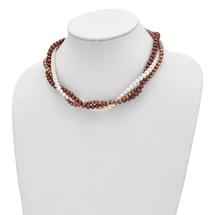 WB Choice Jewelry Necklaces SS Rhplated 56mm White Brown Beige FWC Pearl w2in ext NecklaceWBCQH481817 WB Choice Jewelry Necklaces SS Rhplated 56mm White Brown Beige FWC Pearl w2in ext NecklaceWBCQH481817