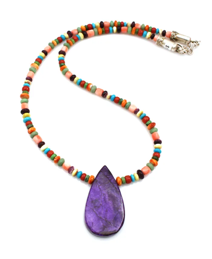 Don Lucas Necklaces Multi Stone Necklace with Sugilite Teardrop