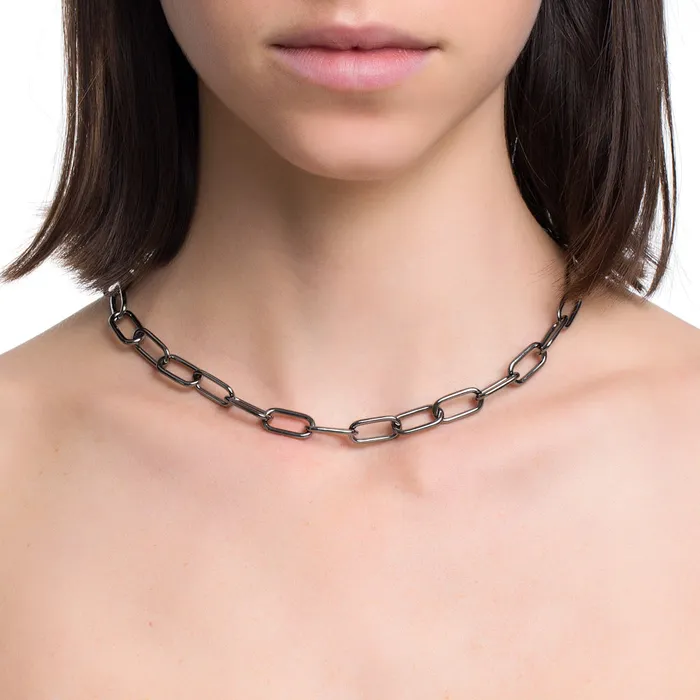 Jack Vartanian Necklaces POP CHAIN NECKLACE IN BLACK RHODIUM PLATED SILVER