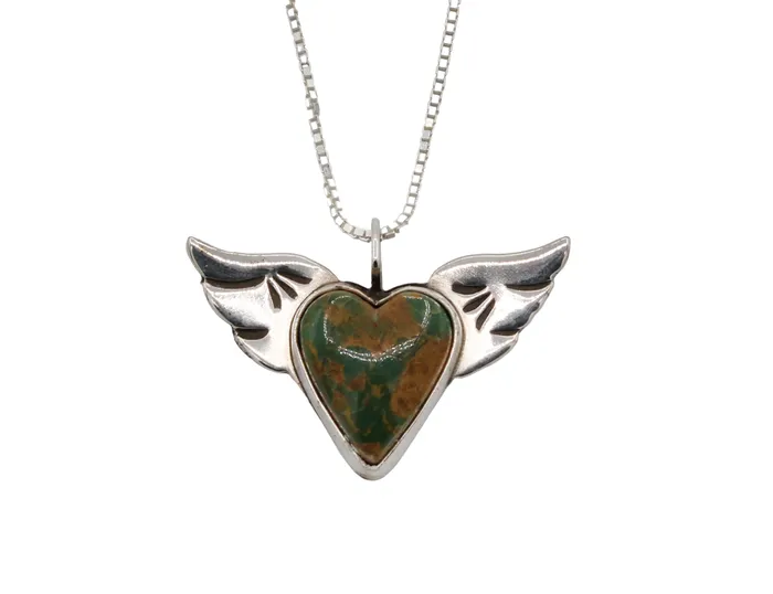 Necklaces Michelle Tapia Turquoise Winged Heart Pendant