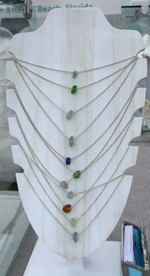 Necklaces Sea Foam Floating Sea Glass Necklace Shannon Russell Jewelry