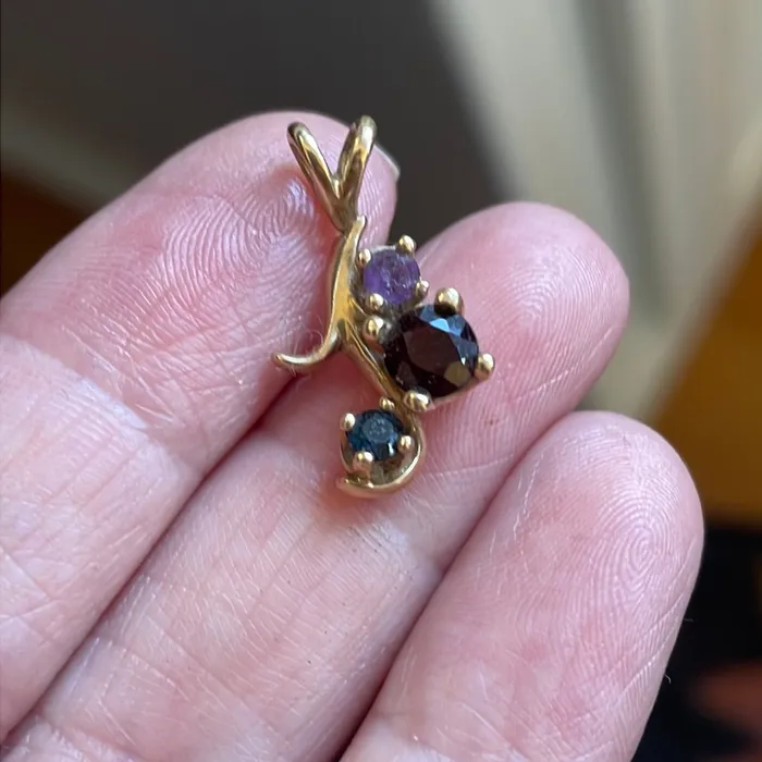 Vintage Paris Jewelry Necklaces Amethyst Garnet and Sapphire Pendant 14k Gold Vintage