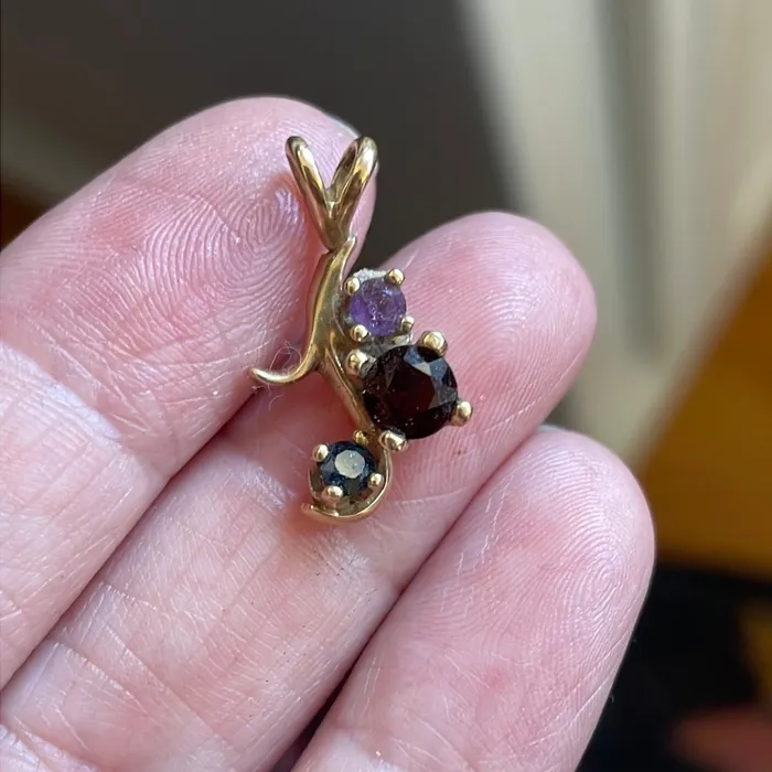 Vintage Paris Jewelry Necklaces Amethyst Garnet and Sapphire Pendant 14k Gold Vintage
