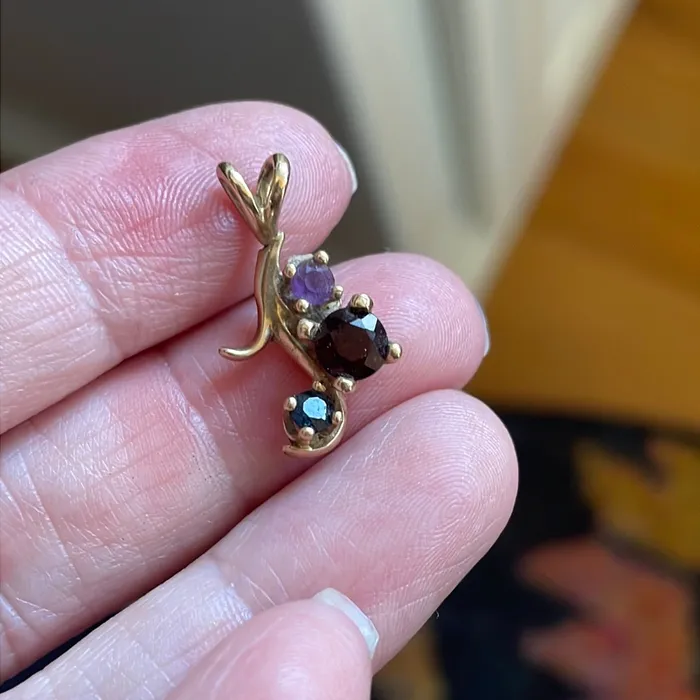 Vintage Paris Jewelry Necklaces Amethyst Garnet and Sapphire Pendant 14k Gold Vintage