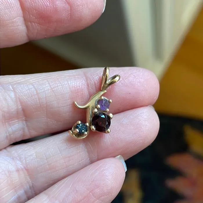 Vintage Paris Jewelry Necklaces Amethyst Garnet and Sapphire Pendant 14k Gold Vintage