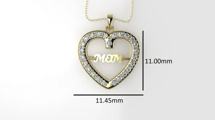 14K Pendant with 25 Diamond 1mm VS1 each Only Pendant heart for MOM JCM DESIGN JEWELRY Necklaces