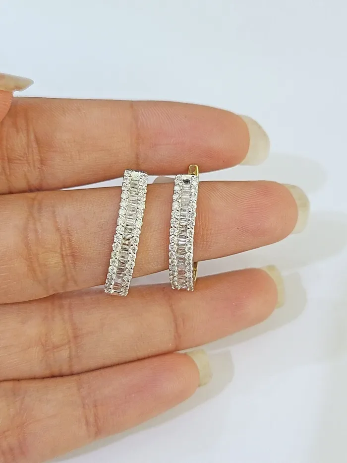 Gold and Diamond Earrings 10k Yellow gold Hoops Earring with Real 100CT diamond Women Hoops