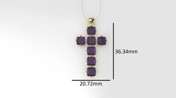 JCM DESIGN JEWELRY Necklaces 14K Pendant with 7 Amethyst 55mm each Only Pendant cross style