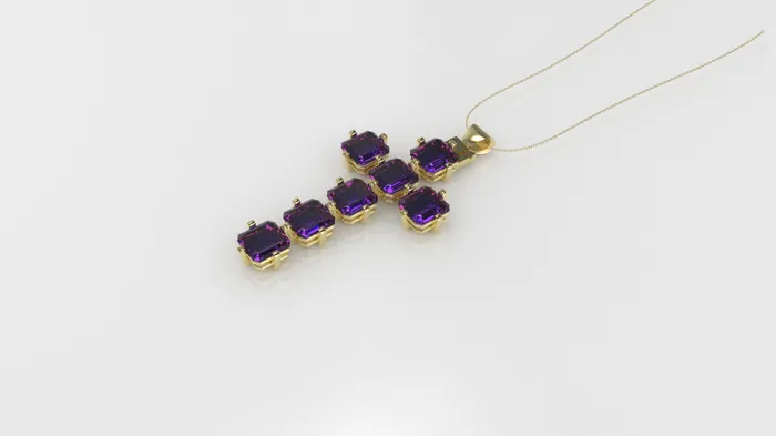 JCM DESIGN JEWELRY Necklaces 14K Pendant with 7 Amethyst 55mm each Only Pendant cross style