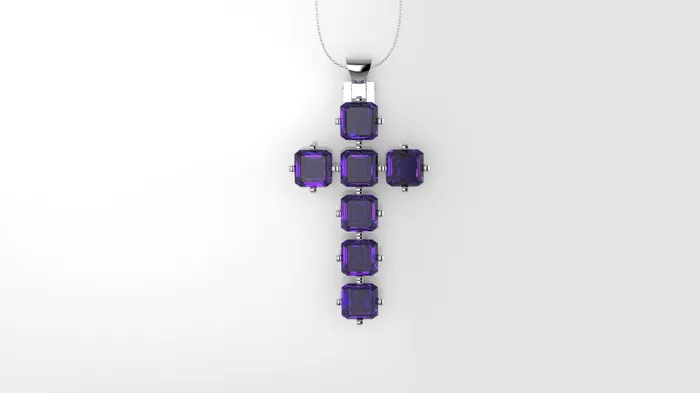 JCM DESIGN JEWELRY Necklaces 14K Pendant with 7 Amethyst 55mm each Only Pendant cross style