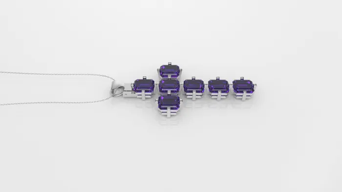 JCM DESIGN JEWELRY Necklaces 14K Pendant with 7 Amethyst 55mm each Only Pendant cross style