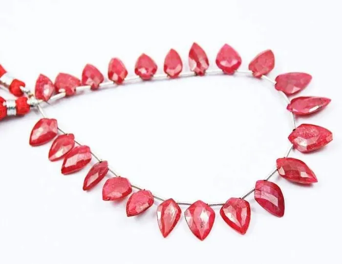Natural Dyed Ruby Faceted Pear Drop Briolette Beads Gemstone Strand 9mm 12mm 8 Beads Supplies USA Earrings