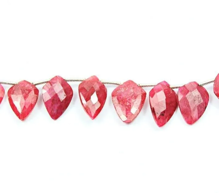 Natural Dyed Ruby Faceted Pear Drop Briolette Beads Gemstone Strand 9mm 12mm 8 Beads Supplies USA Earrings